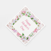 Waterverf Flowers en Glitter Edge Moederdag Servet (Hoek)