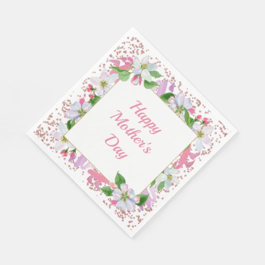 Waterverf Flowers en Glitter Edge Moederdag Servet (Hoek)