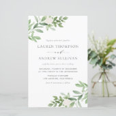 Waterverf Flowers en Greenery Wedding Invitation (Staand voorkant)