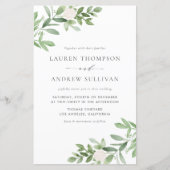Waterverf Flowers en Greenery Wedding Invitation (Voorkant)
