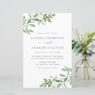 Waterverf Flowers en Greenery Wedding Invitation