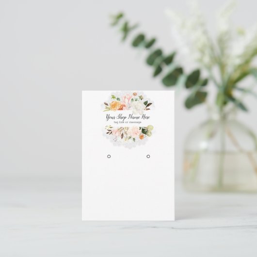 Waterverf Flowers en lace Earring Display Visitekaartje (Staand voorkant)