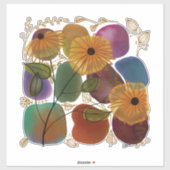 Waterverf Flowers en Rocks  Sticker (Vel)