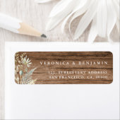 Waterverf Flowers en Rustic Wood Wedding Address Etiket (Insitu)