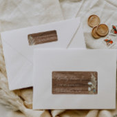 Waterverf Flowers en Rustic Wood Wedding Address Etiket