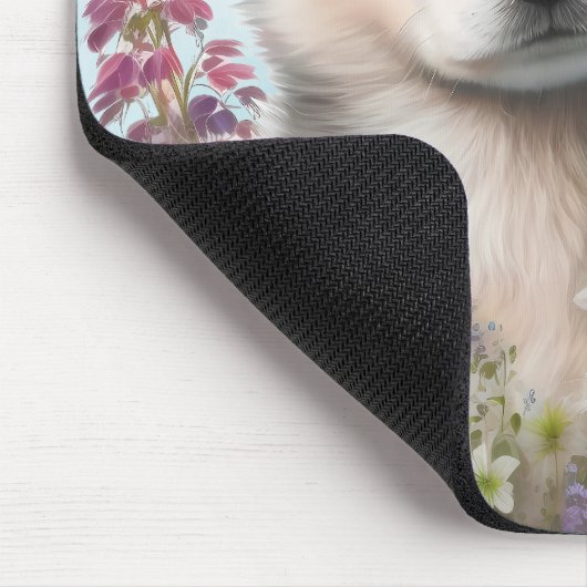 Waterverf Flowers en Siberian Husky Puppy Muismat (Hoek)