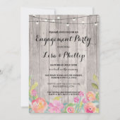 Waterverf Flowers Engagement Party Floral Invite Kaart (Voorkant)