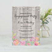 Waterverf Flowers Engagement Party Floral Invite Kaart (Staand voorkant)