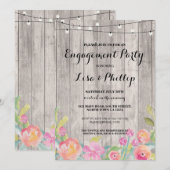 Waterverf Flowers Engagement Party Floral Invite Kaart (Voorkant / Achterkant)