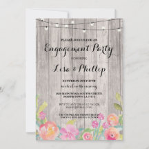 Waterverf Flowers Engagement Party Floral Invite