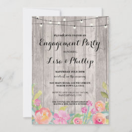Waterverf Flowers Engagement Party Floral Invite Kaart