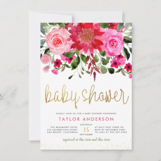 Waterverf Flowers Eucalyptus Greenery Baby shower Kaart (Voorkant)