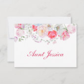 Waterverf Flowers Flat Place Card (Voorkant)