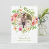 Waterverf Flowers Foto Afstuderen Aankondiging (Staand voorkant)