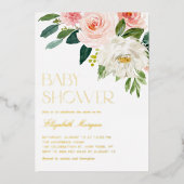  Waterverf Flowers Garden Baby shower Folie Uitnodiging (Voorkant)