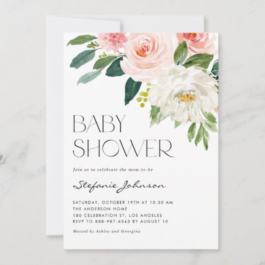  Waterverf Flowers Garden Baby shower Kaart (Voorkant)