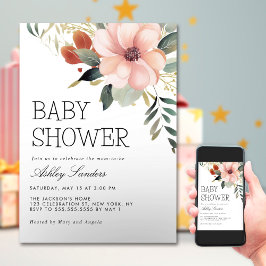  Waterverf Flowers Garden Baby shower Kaart