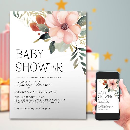 Waterverf Flowers Garden Baby shower Kaart