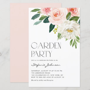 Waterverf Flowers Garden Party Uitnodiging