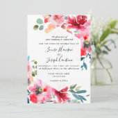 Waterverf Flowers Garden Rozen, Red Ombre Wedding Kaart (Staand voorkant)