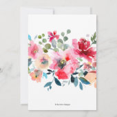 Waterverf Flowers Garden Rozen, Red Ombre Wedding Kaart (Achterkant)