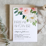 Waterverf Flowers Garden Vrijgezellenfeest Kaart<br><div class="desc">Nodig gasten aan uw vrijgezellenfeest met deze klantgerichte bruiddoucheuitnodiging uit. Het is voorzien van een waterverf bloem van roze en witte bloemen en groen. Pas deze florale brudal doucheuitnodiging aan door uw eigen gebeurtenisdetails toe te voegen. Deze botanische bruiddoucheuitnodiging is perfect voor vrijgezellenfeesten van lente en tuin.</div>