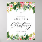 Waterverf Flowers Garland Tropische doop Poster (Voorkant)