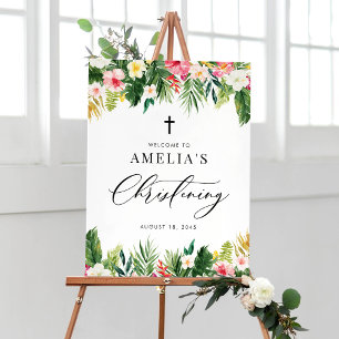 Waterverf Flowers Garland Tropische doop Poster
