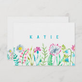 Waterverf Flowers gepersonaliseerd briefpapier Bedankkaart (Voorkant / Achterkant)