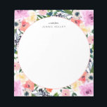 Waterverf Flowers Gepersonaliseerd Notitieblok<br><div class="desc">Mooie waterverf bloemen staan op deze favoriete klant. Vul je gegevens in op de sjabloon.</div>