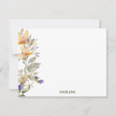 Waterverf Flowers Gepersonaliseerde Flat Note Kaar Notitiekaartje (Voorkant)
