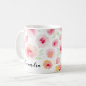 Waterverf Flowers Gepersonaliseerde naam Koffie Mo Koffiemok (Voorkant links)