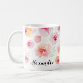Waterverf Flowers Gepersonaliseerde naam Koffie Mo Koffiemok (Links)