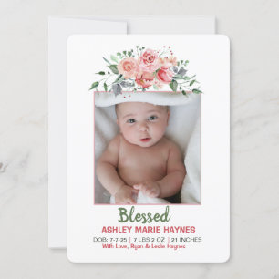 Waterverf Flowers Girls Foto Baby Aankondiging