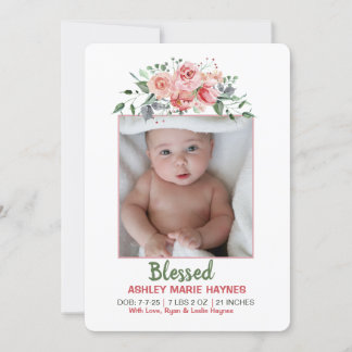 Waterverf Flowers Girls Foto Baby Aankondiging