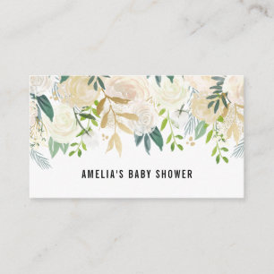 Waterverf Flowers Gold Foil Baby shower Registry Informatiekaartje