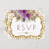 Waterverf Flowers Gold Glitter Confetti RSVP (Voorkant / Achterkant)