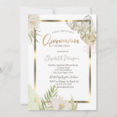 Waterverf Flowers Gold Lijst Quinceañera Kaart (Voorkant)