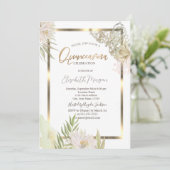 Waterverf Flowers Gold Lijst Quinceañera Kaart (Staand voorkant)