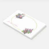 Waterverf Flowers Goud Lijst Hand Script Sjabloon Post-it® Notes (Schuin)