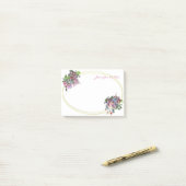 Waterverf Flowers Goud Lijst Sjabloon Handschrift Post-it® Notes (Op bureau)