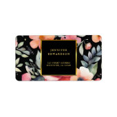 Waterverf Flowers Goud Zwart retouradres Etiket (Voorkant)