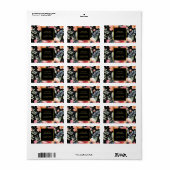 Waterverf Flowers Goud Zwart retouradres Etiket (Full Sheet)