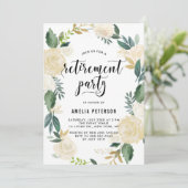 Waterverf Flowers Gouden Glitter Pensioen Partij Kaart (Staand voorkant)