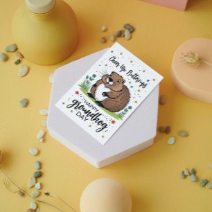 Waterverf Flowers Groundhog Day Schattige Phil Feestdagenkaart