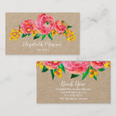 Waterverf Flowers Hair Stylist Salon Makeup Kraft Visitekaartje (Voorkant / Achterkant)