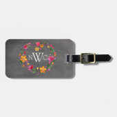 Waterverf Flowers Heart Wreath | Grijze karton Bagagelabel (Voorkant horizontaal)