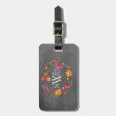 Waterverf Flowers Heart Wreath | Grijze karton Bagagelabel (Voorkant verticaal)