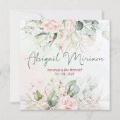 Waterverf Flowers Hebrew Bat Mitzvah Uitnodiging (Voorkant)