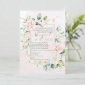 Waterverf Flowers Hebrew Bat Mitzvah Uitnodiging (Staand voorkant)